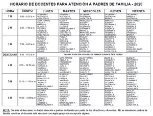 Horario de Atención a Padres de Familia – Institución Educativa Colegio  Francisco de Paula Santander